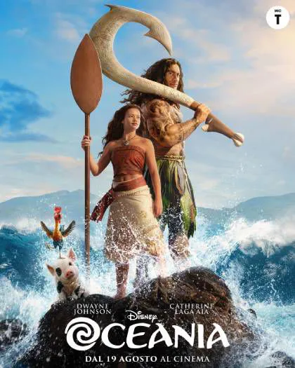 L'immagine mostra la locandina ufficiale italiana del film live-action Disney Oceania.