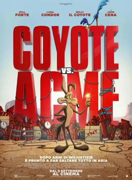 L'immagine è il poster cinematografico ufficiale italiano del film a tecnica mista "Coyote vs. Acme".