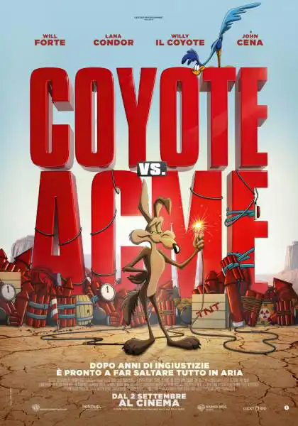 L'immagine è il poster cinematografico ufficiale italiano del film a tecnica mista "Coyote vs. Acme".